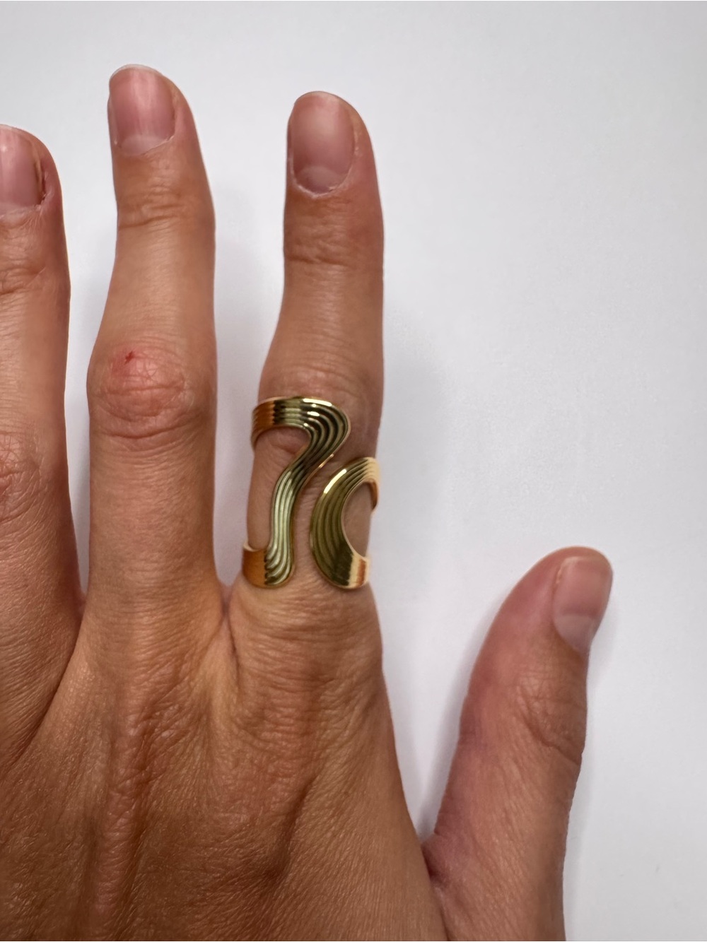 New Adjustable Gold Wave Statement Ring | Modern Sculptural Open Ring